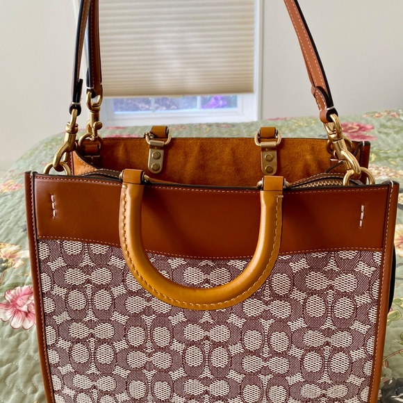 Coach Signature Jacquard Rogue Satchel 0 EUC - Picture 2 of 16